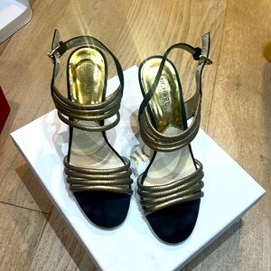 Michael Kors black and gold sandals. Size 9.5. Worn only twice